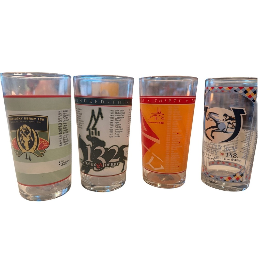 Kentucky Derby Mint Julep Glass Lot 4 2004 2006 2007 2017 Churchill Downs